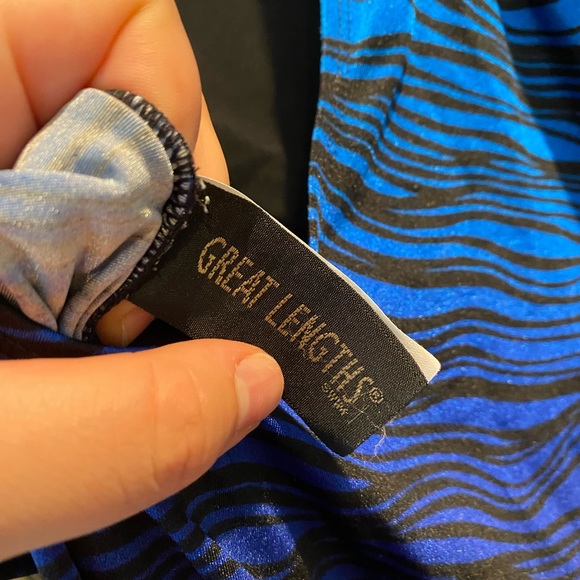 Blue Zebra Stripped One Piece Swimsuit - Picture 4 of 5